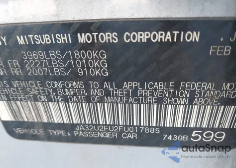 2015 Mitsubishi Lancer Es из США, поврежденный, VIN JA32U2FU2FU017885